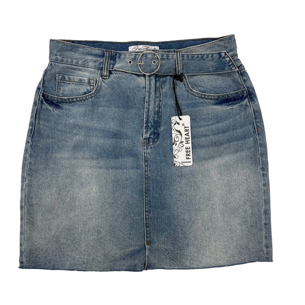 NWT Francesca's Free Heart Light Wash Denim Skirt Medium